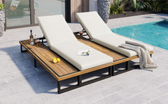 Outdoor Chaise Lounge Chair Set of 2 with 5-Position Adjustable