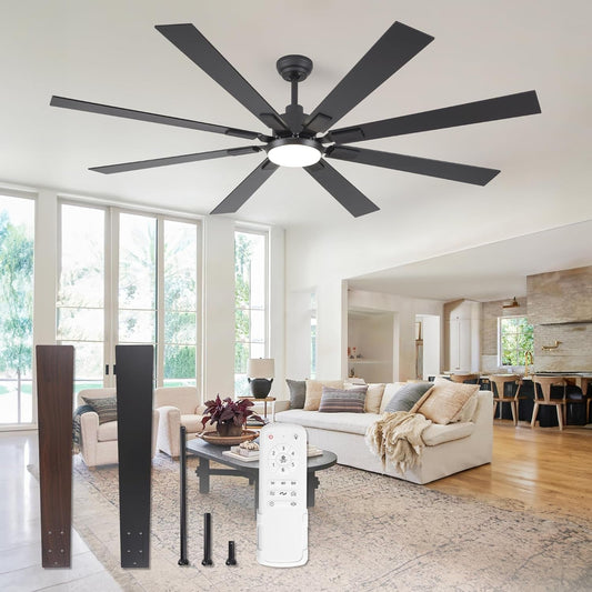 72 Inch Large Ceiling Fans with Lights and Remote, Indoor/Outdoor