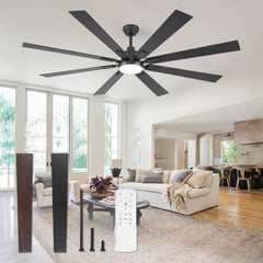 72 Inch Large Ceiling Fans with Lights and Remote, Indoor/Outdoor