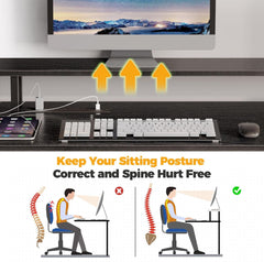 Computer Desk L Shaped 56.7" with LED Lights and Power Outlets,