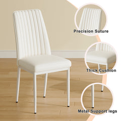 Modern white dining chair, made of high backrest PU material and