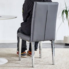 4 piece set of gray armless dining chairs brings a touch of elegance