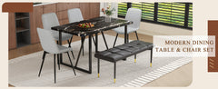 Table and chair set.Modern Black Marble Pattern MDF Dining Table Set -