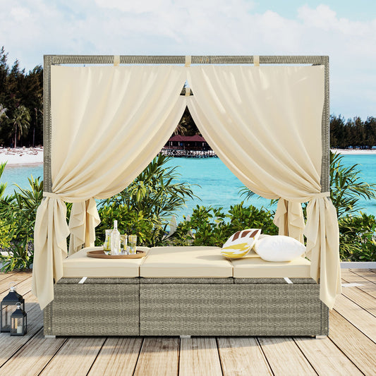Adjustable Sun Bed With Curtain,High Comfort,With 3 Colors