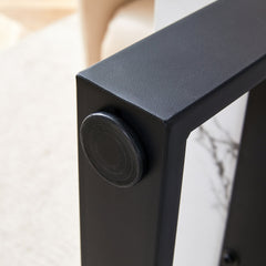Minimalist MDF Marble-Patterned Coffee Table with Black Metal Legs,
