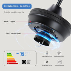 Outdoor Ceiling Fans with Light and Remote - 52 Inch Waterproof Wet