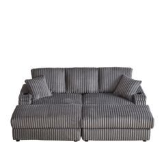 84Inch Corduroy 3-seater sofa With 3 back pillows ,2 toss pillows , a