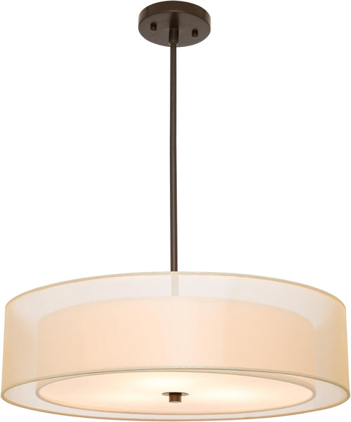 20" Black Drum Pendant Light 3-Light Fabric
