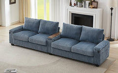 Modern 4-Seater Corduroy Sofa Couch with USB Ports, Hidden Storage,