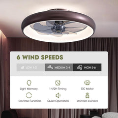 Ceiling Fans with Lights and Remote, 20'' Low Profile Flush Mount