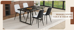 Table and chair set.Modern Black Marble Pattern MDF Dining Table Set -
