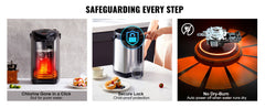 SucceBuy Hot Water Dispenser Adjustable 4 Temperatures Water Boiler and Warmer 304 Stainless Steel Countertop Water Heater 3-Way