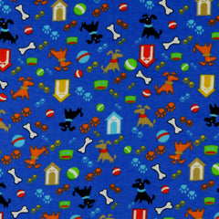 SheetWorld Fitted Crib Sheet - 100% Cotton Flannel - Doggy Play Blue,