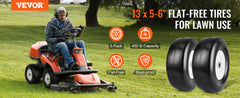 VEVOR Lawn Mower Tires with Rim 13x5-6" Tubeless Tractor Tires 2-Pack Tire and Wheel Assembly Flat-free PU Tires 3.25"-5.9"