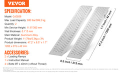 SucceBuy Aluminum Ramps 880 LBS Capacity Loading Ramps for Motorcycle/Dirt Bike/Trailer/ATV/UTV/Garden Tractor/Lawn Mower, 2PCS