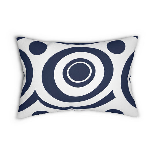 Decorative Lumbar Throw Pillow - Navy Blue and White Circular Pattern
