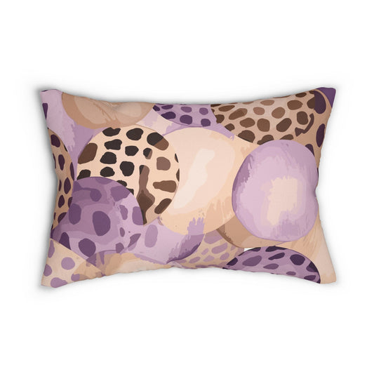 Decorative Lumbar Throw Pillow - Purple Lavender and Brown Spotted