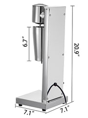 SucceBuy Commercial Milkshake Machine 800ml Stainless Steel Electric Single Head Milk Bubble Stirring Machine Smoothie Blender