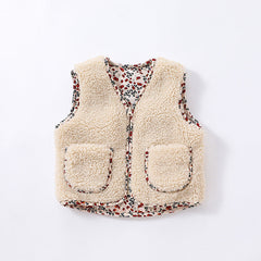 Baby Solid Color Lamb Fleece Quilted Warm Sleeveless Coat