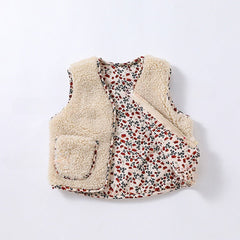 Baby Solid Color Lamb Fleece Quilted Warm Sleeveless Coat