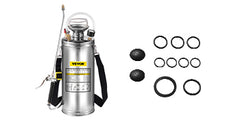 VEVOR 2Gal Stainless Steel Sprayer Hand Pump Sprayer with Pressure Gauge&Safety Valve Adjustable Nozzle for Gardening Sanitizing