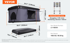 SucceBuy Rooftop Tent Hard Shell Roof Top with Telescopic Ladder Thick Mattress Waterproof Windproof Jeep SUV Van Pickup Truck