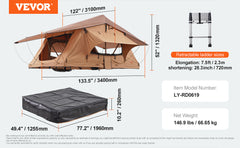 SucceBuy Rooftop Tent Hardshell Folding Tent with Telescopic Ladder Mattress PVC Cover Bag Waterproof Jeep SUV Van Pickup Truck