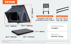 SucceBuy Rooftop Tent Hard Shell Roof Top with Telescopic Ladder Thick Mattress Waterproof Windproof Jeep SUV Van Pickup Truck