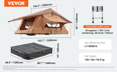 SucceBuy Rooftop Tent Hardshell Folding Tent with Telescopic Ladder Mattress PVC Cover Bag Waterproof Jeep SUV Van Pickup Truck
