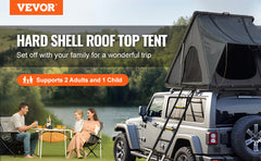 SucceBuy Rooftop Tent Hard Shell Roof Top with Telescopic Ladder Thick Mattress Waterproof Windproof Jeep SUV Van Pickup Truck