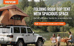 SucceBuy Rooftop Tent Hardshell Folding Tent with Telescopic Ladder Mattress PVC Cover Bag Waterproof Jeep SUV Van Pickup Truck