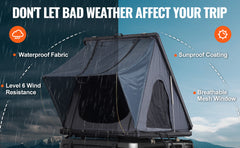 SucceBuy Rooftop Tent Hard Shell Roof Top with Telescopic Ladder Thick Mattress Waterproof Windproof Jeep SUV Van Pickup Truck