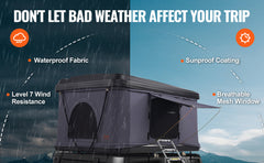 SucceBuy Rooftop Tent Hard Shell Roof Top with Telescopic Ladder Thick Mattress Waterproof Windproof Jeep SUV Van Pickup Truck