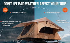 SucceBuy Rooftop Tent Hardshell Folding Tent with Telescopic Ladder Mattress PVC Cover Bag Waterproof Jeep SUV Van Pickup Truck