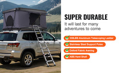 SucceBuy Rooftop Tent Hard Shell Roof Top with Telescopic Ladder Thick Mattress Waterproof Windproof Jeep SUV Van Pickup Truck