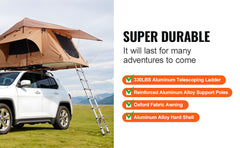 SucceBuy Rooftop Tent Hardshell Folding Tent with Telescopic Ladder Mattress PVC Cover Bag Waterproof Jeep SUV Van Pickup Truck