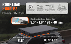 SucceBuy Rooftop Tent Hard Shell Roof Top with Telescopic Ladder Thick Mattress Waterproof Windproof Jeep SUV Van Pickup Truck