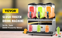 VEVOR 45L Slushy Machine Intelligent LED Control Panel Drink Dispenser Juicer Beverage Granizing Smoothie Maker for Commercial
