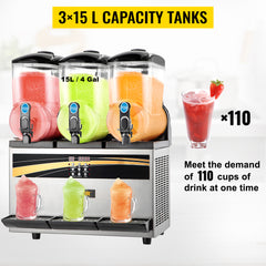 VEVOR 45L Slushy Machine Intelligent LED Control Panel Drink Dispenser Juicer Beverage Granizing Smoothie Maker for Commercial