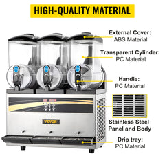 VEVOR 45L Slushy Machine Intelligent LED Control Panel Drink Dispenser Juicer Beverage Granizing Smoothie Maker for Commercial