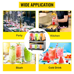 VEVOR 45L Slushy Machine Intelligent LED Control Panel Drink Dispenser Juicer Beverage Granizing Smoothie Maker for Commercial
