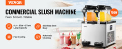 VEVOR 2x6L Commercial Beverage Slush Machine Frozen Drink Juice Dispenser Ice-Cool Smoothie Maker Equipment for Restaurant Bar