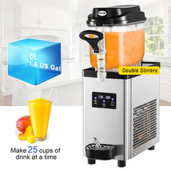 VEVOR 6L Commercial Slushy Machine Slushy Maker with Automatic Speed Control Vending Machine Drink Dispenser for Reastaurant Bar