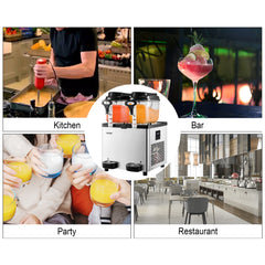 VEVOR 2x6L Commercial Beverage Slush Machine Frozen Drink Juice Dispenser Ice-Cool Smoothie Maker Equipment for Restaurant Bar