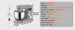 SucceBuy 5 IN 1 Stand Mixer Tilt-Head Multifunctional Electric w/ 6 Speeds LCD Screen Timing 7.4 Qt Stainless Bowl Dough Hook