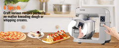 VEVOR 6 IN 1 Stand Mixer 450W Tilt-Head Multifunctional Electric Mixer with 6 Speeds LCD Screen Timing 7.4Qt Stainless Bowl