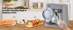 VEVOR 450W Electric Dough Mixer All Metal Stand Mixer with 6 Speeds LCD Screen Timing Tilt-Head Food Mixer Splash-Proof Cover