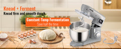 VEVOR 450W Electric Dough Mixer All Metal Stand Mixer with 6 Speeds LCD Screen Timing Tilt-Head Food Mixer Splash-Proof Cover