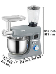 SucceBuy 5.5/7LElectric Stand Mixer with 6Speeds LCD Screen Timing Food Mixer Cream Egg Whisk Whip Dough Kneader With Steel Bowl
