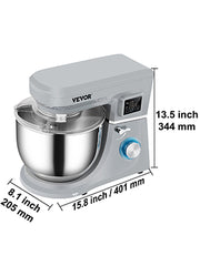 SucceBuy 5.5/7LElectric Stand Mixer with 6Speeds LCD Screen Timing Food Mixer Cream Egg Whisk Whip Dough Kneader With Steel Bowl